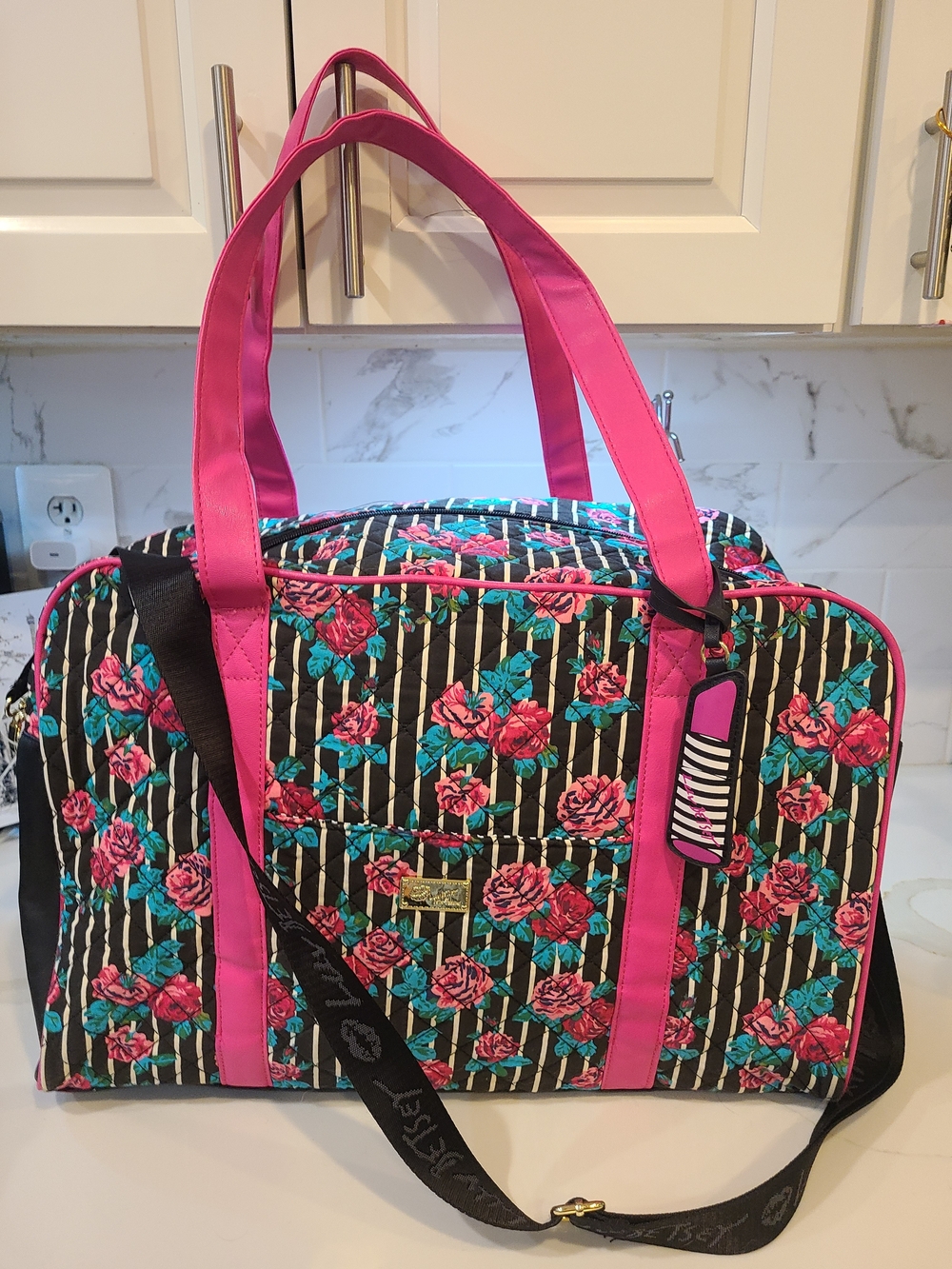 Luv Betsey Pink Floral Quilted Weekender Bag